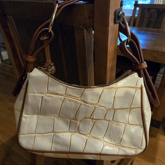 Dooney & Bourke White and Brown Croc-Embossed Women's Bag - Picture 3 of 15